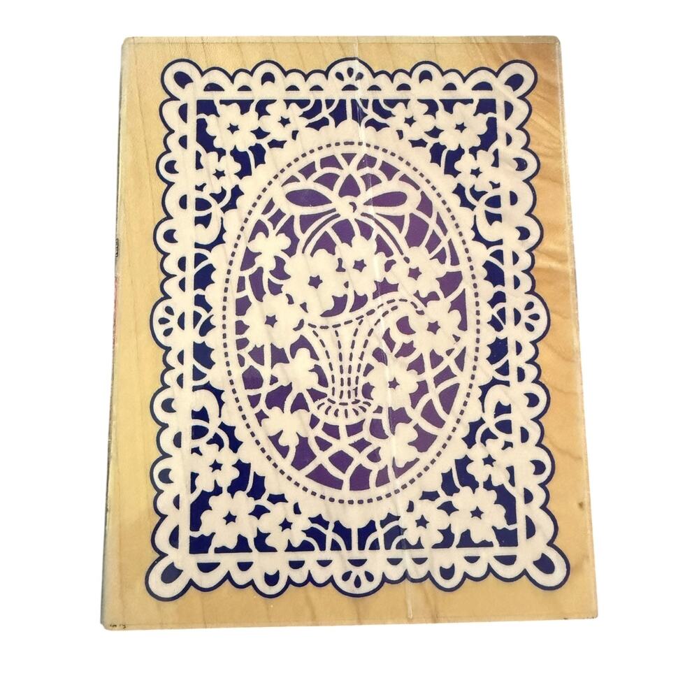 Stampendous Vintage 1995 R016 Card Size Doily Floral Large Unused Rubber Stamp
